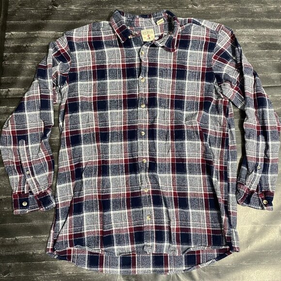 REDHEAD BRAND CO FLANNEL BLUE RED PLAID BUTTON DOWN OUTDOOR HIKING CLASSIC - Picture 1 of 6